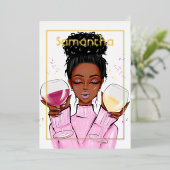Invitation En Aluminium Soirée d'anniversaire Gold et Pink (Debout devant)