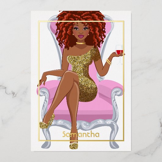 Invitation En Aluminium Soirée d'anniversaire rose et or (Recto)