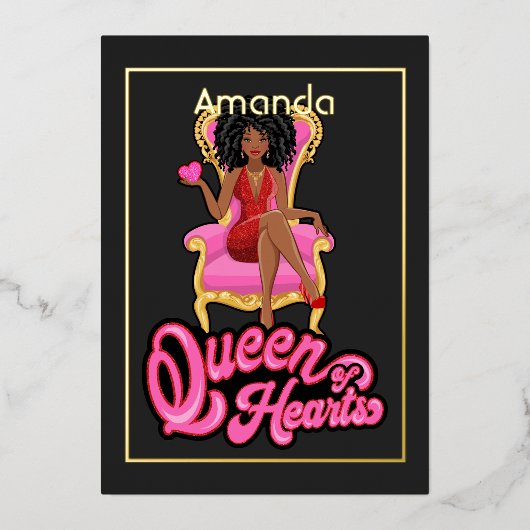 Invitation En Aluminium Soirée d'anniversaire rose et or afro (Recto)