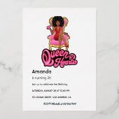 Invitation En Aluminium Soirée d'anniversaire rose et or afro (Verso)