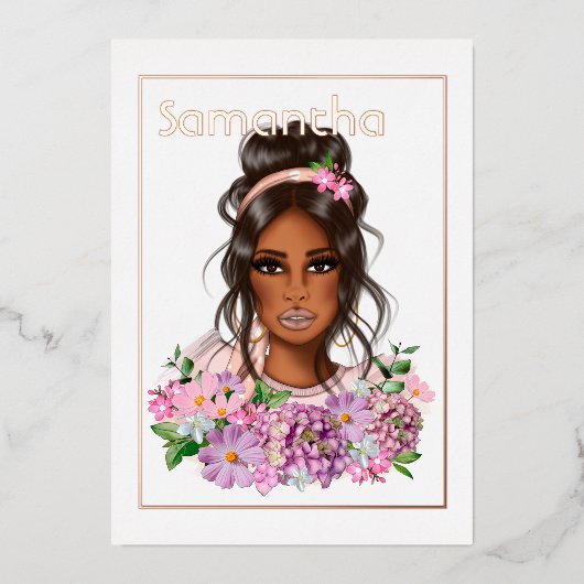 Invitation En Aluminium Soirée d'anniversaire rose Gold et Rose (Recto)