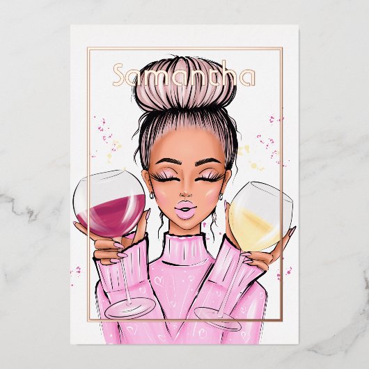 Invitation En Aluminium Soirée d'anniversaire rose Gold et Rose (Recto)