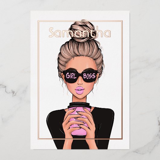 Invitation En Aluminium Soirée d'anniversaire rose Gold et Rose (Recto)