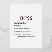 Invitation En Aluminium Soirée d'anniversaire rose Gold et Rose (Verso)