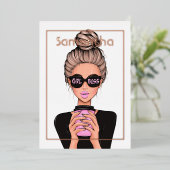 Invitation En Aluminium Soirée d'anniversaire rose Gold et Rose (Debout devant)