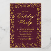Invitation En Aluminium Soirée de fêtes Berry et Gold Snowflake (Recto)