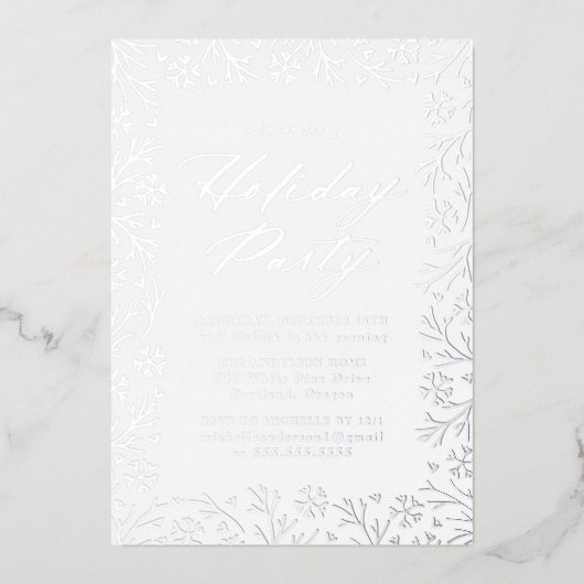 Invitation En Aluminium Soirée de flocage d'argent élégant Foil de neige F (Recto)