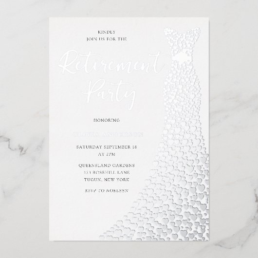 Invitation En Aluminium Soirée de la robe d'huile d'argent (Recto)