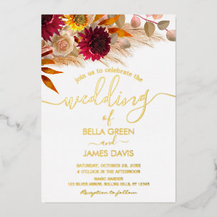 Invitation En Aluminium Soirée de mariage en laiton Pampas