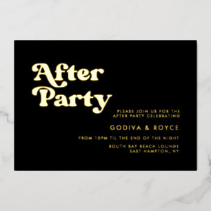Invitation En Aluminium Soirée de mariage rétro élégante noir et or