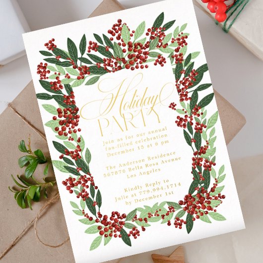 Invitation En Aluminium Soirée de Noël botanique Elegance enchantée