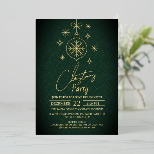 Invitation En Aluminium Soirée de Noël chic moderne élégant (Debout devant)