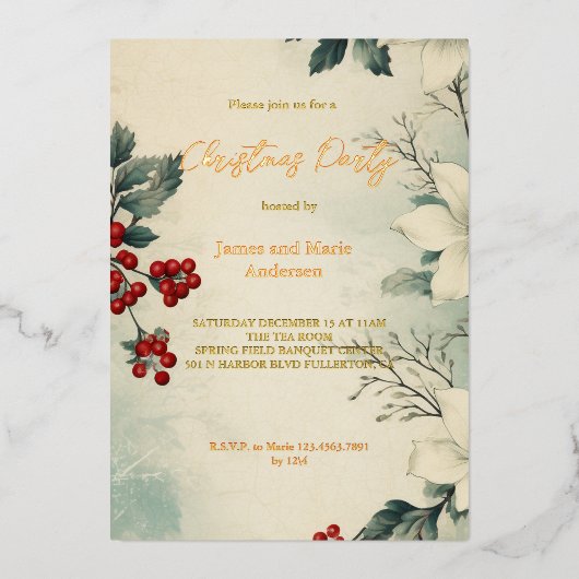 Invitation En Aluminium Soirée de Noël Cosy hiver Neige (Recto)