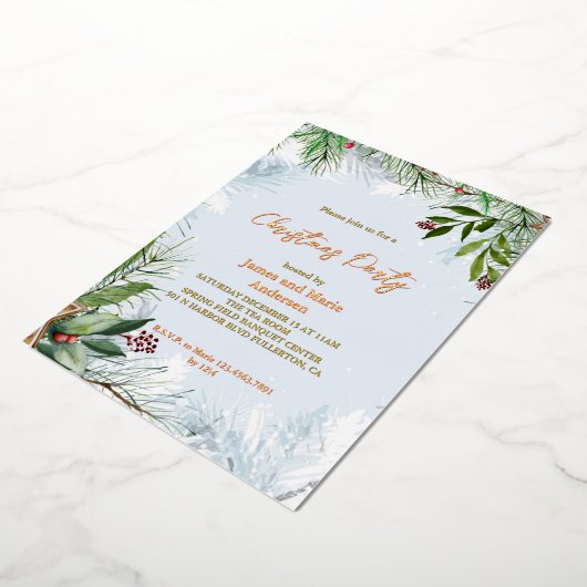 Invitation En Aluminium Soirée de Noël Cosy hiver Neige (Rotation)