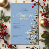 Invitation En Aluminium Soirée de Noël dans l'élégant Aquarelle Bleue