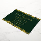 Invitation En Aluminium Soirée de Noël Elegant Gold Green Snowflake (Rotation)