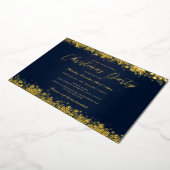 Invitation En Aluminium Soirée de Noël Elegant Gold Navy (Rotation)
