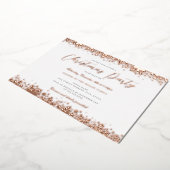 Invitation En Aluminium Soirée de Noël Elegant Rose Gold (Rotation)