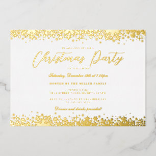 Invitation En Aluminium Soirée de Noël Elegant White Gold