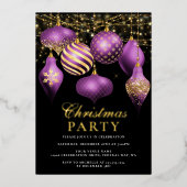 Invitation En Aluminium Soirée de Noël élégante en or violet (Recto)