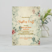 Invitation En Aluminium Soirée de Noël Florale d'hiver (Debout devant)