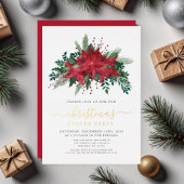 Invitation En Aluminium Soirée de Noël Poinsettia Soirée d'or