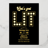 Invitation En Aluminium Soirée de Noël Rétro Luxue de Minuit Allons en Fêt (Recto)