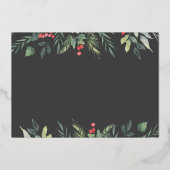 Invitation En Aluminium Soirée de Noël sur le thème du feuillage botanique (Verso)