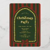 Invitation En Aluminium Soirée de Noël Vintage Rouge Vert (Recto)