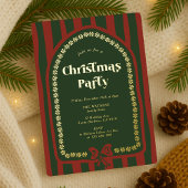 Invitation En Aluminium Soirée de Noël Vintage Rouge Vert