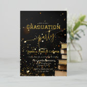 Invitation En Aluminium Soirée d'élégance raffinée Noir & Or (Debout devant)