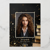 Invitation En Aluminium Soirée d'élégance raffinée Noir & Or (Verso)