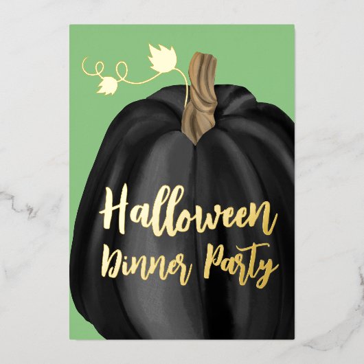 Invitation En Aluminium Soirée d'Halloween Citrouille noir élégant (Recto)
