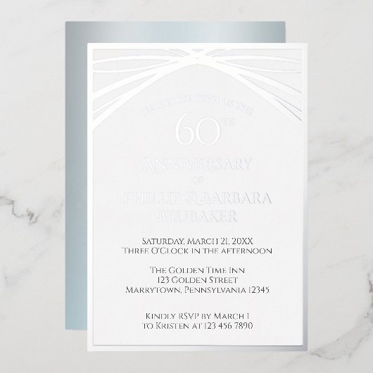 Invitation En Aluminium Soirée du 60e anniversaire de l'Elégant Diamant Ma (Recto/Verso)