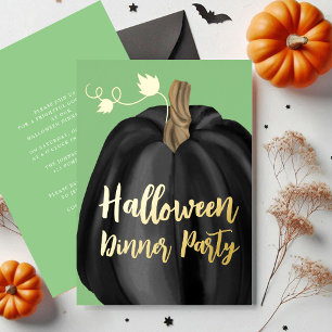 Invitation En Aluminium Soirée élégante de dîner d'Halloween de citrouille