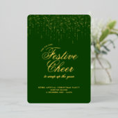 Invitation En Aluminium Soirée Festive Cheer Green Festive (Debout devant)