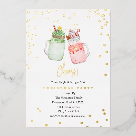 Invitation En Aluminium Soirée festive Milkshakes Noël (Recto)
