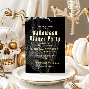 Invitation En Aluminium Soirée Halloween Gold Foil