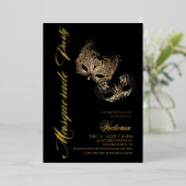 Invitation En Aluminium Soirée Mascarade Dorée  (Debout devant)
