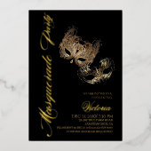 Invitation En Aluminium Soirée Mascarade Or  (Recto)