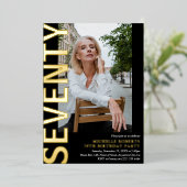 Invitation En Aluminium Soirée moderne Photo 70e fête d'anniversaire (Debout devant)