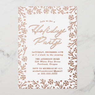 Invitation En Aluminium Soirée Rose élégante Gold Snowflake