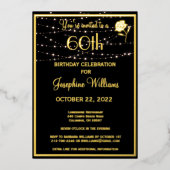 Invitation En Aluminium Soixante 60 Anniversaire Noir VÉRITABLE Or (Recto)