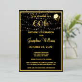 Invitation En Aluminium Soixante 60 Anniversaire Noir VÉRITABLE Or (Debout devant)