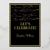 Invitation En Aluminium Soixante 60 Anniversaire Noir VÉRITABLE Or (Verso)