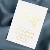 Invitation En Aluminium Soixante | Chic Foil Script 60e fête d'anniversair
