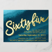 Invitation En Aluminium Soixante-cinq 65e anniversaire aqua turquoise or p (Recto)