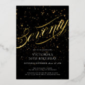 Invitation En Aluminium Soixante-dix Confetti Black Gold Elégant 70e anniv (Recto)