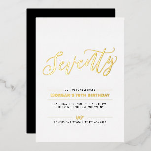 Invitation En Aluminium Soixante-dix   Fête Moderne d'anniversaire pour 70