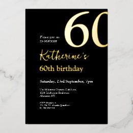 Invitation En Aluminium Soixante Élégante Fête d'anniversaire 60 ans en Or